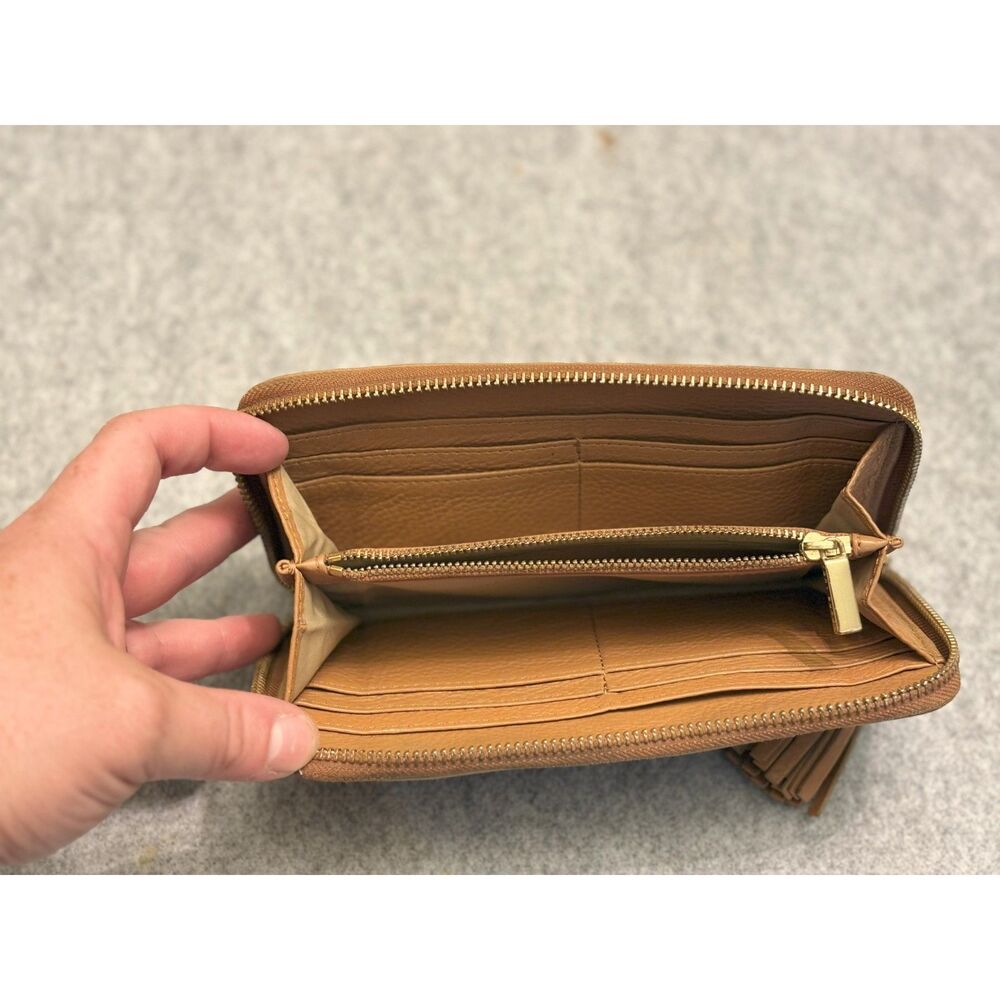 Tory Burch Tan Zip Around Leather Wallet